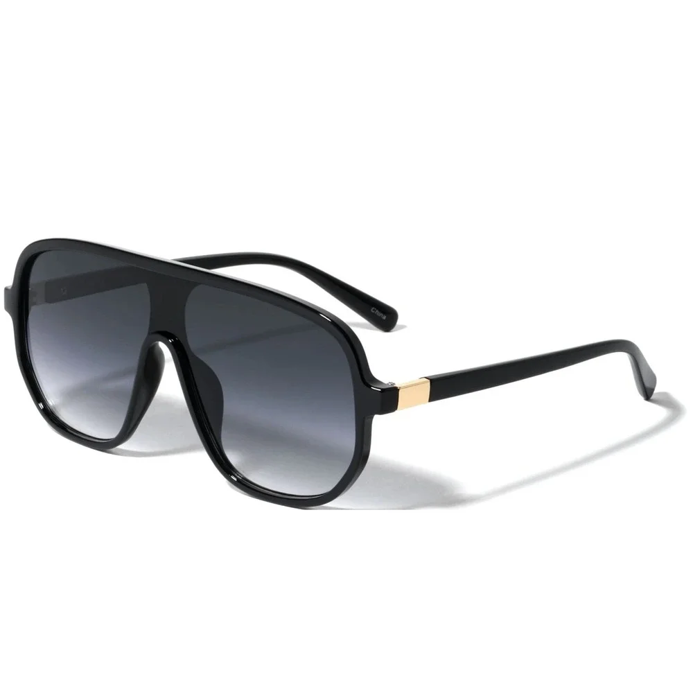 SUNGLASSES MEN DESIGNER GLASSES‎ RECTANGULAR STYLE FLAT BLACK LENS MODERN STYLE
